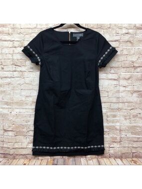 Coercion London Womens Shift Dress Size 4 Boho Fringe Trim Embroidered Black NWT